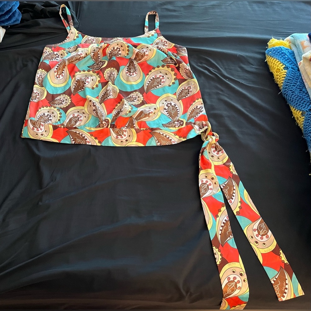 Women’s Baby Phat Y2K satin like colorful top with side tie in size 1x